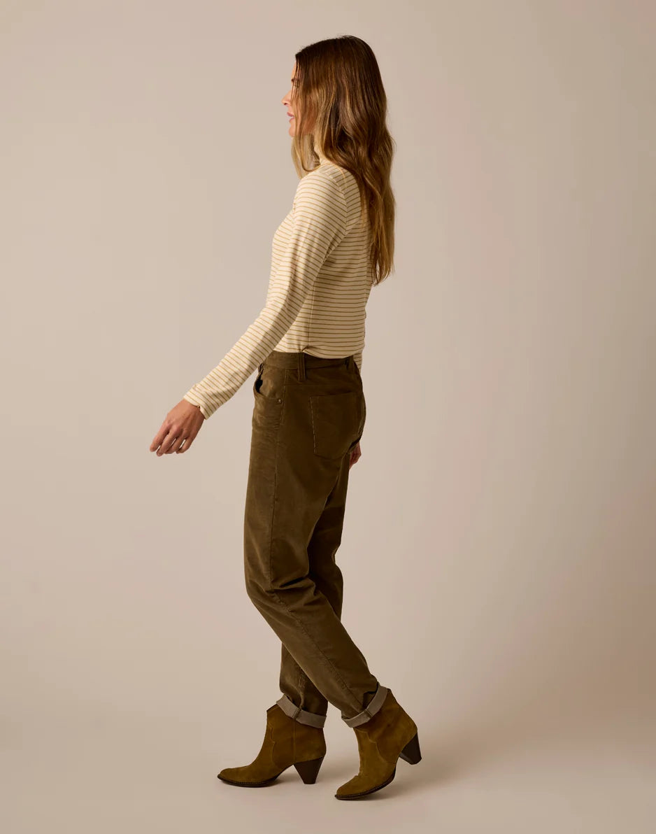 Denise Rib Turtleneck: Birch Stripe