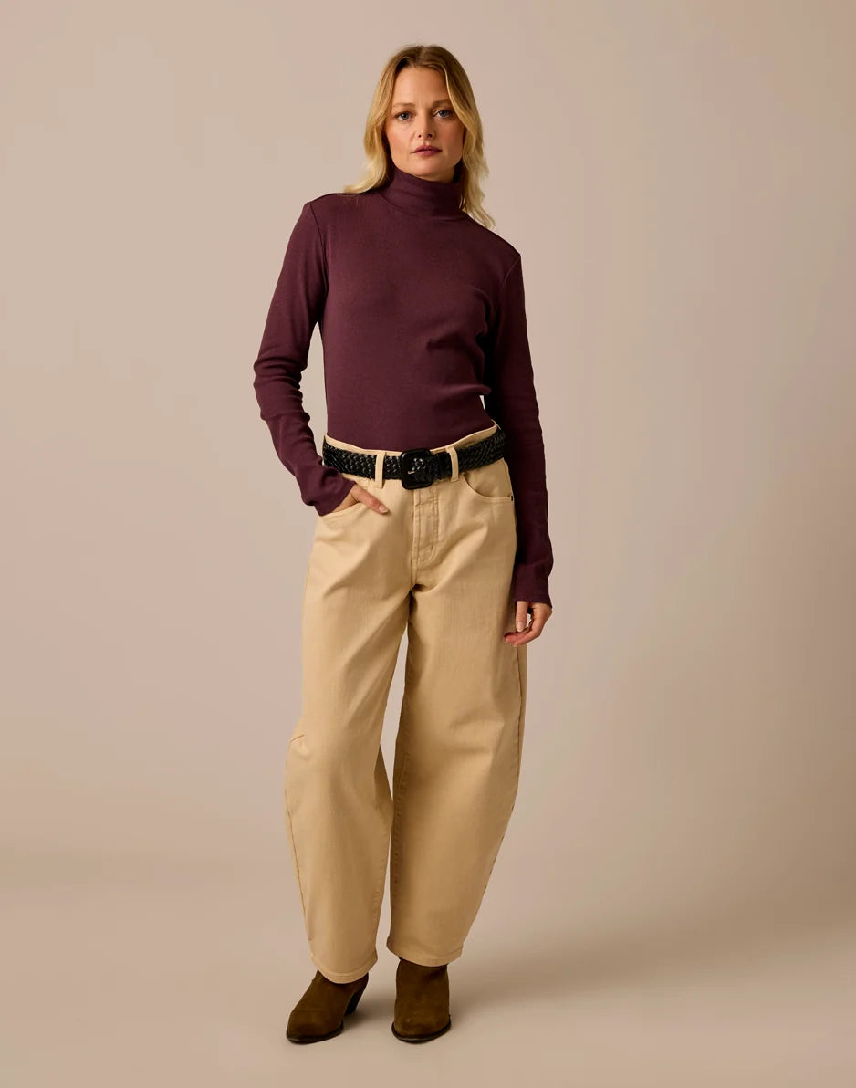 Denise Rib Turtleneck: Dark Plum