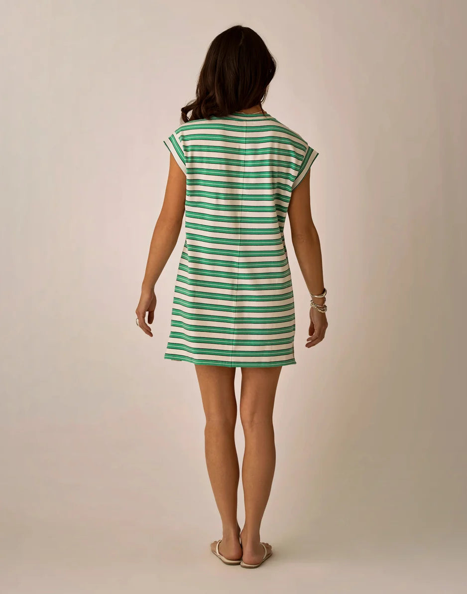 Cosmo Dress: Grass Navy Stripe