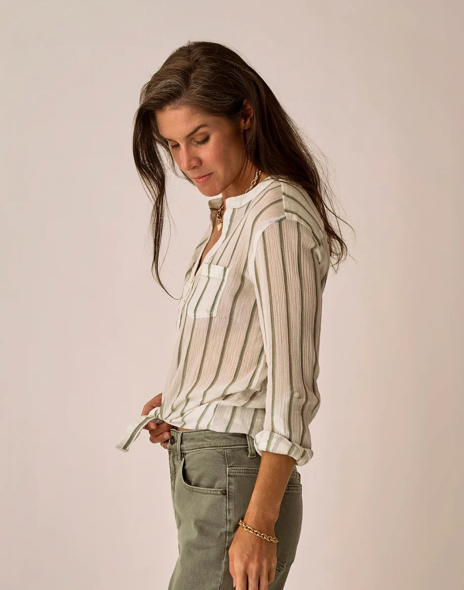 Dylan Gauze Tunic: Fatigue Stripe