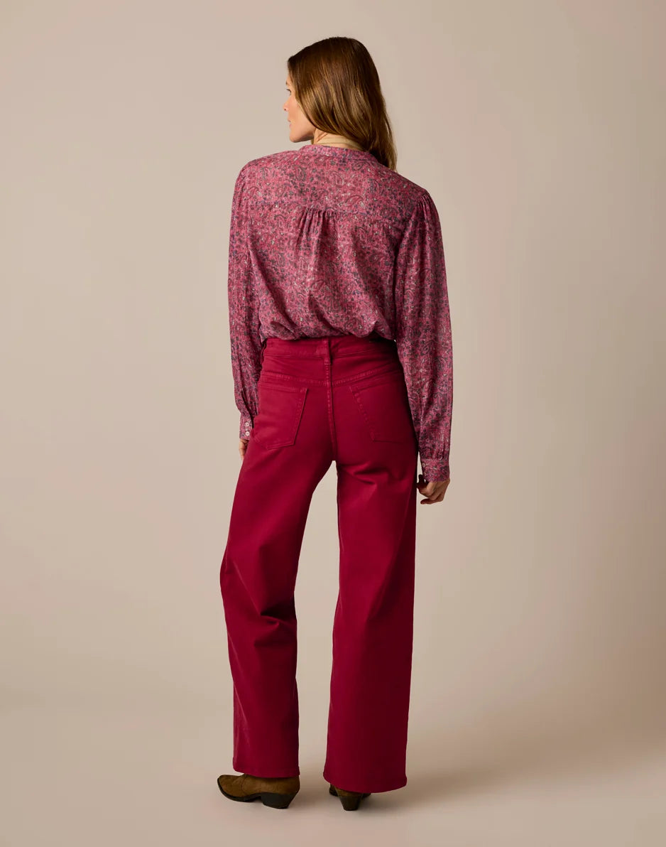 Audrey Wide Leg: Deep Rouge