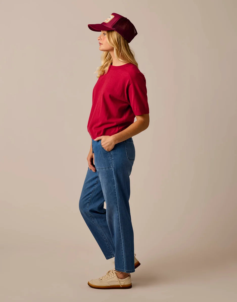 Josie Sweater Tee: Crimson