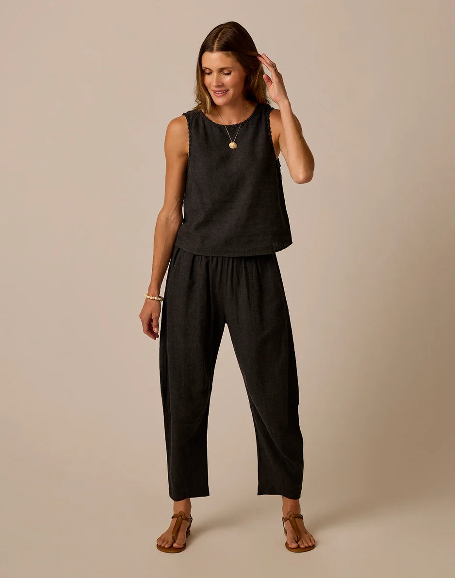 Freya Linen Pant: Black Chambray