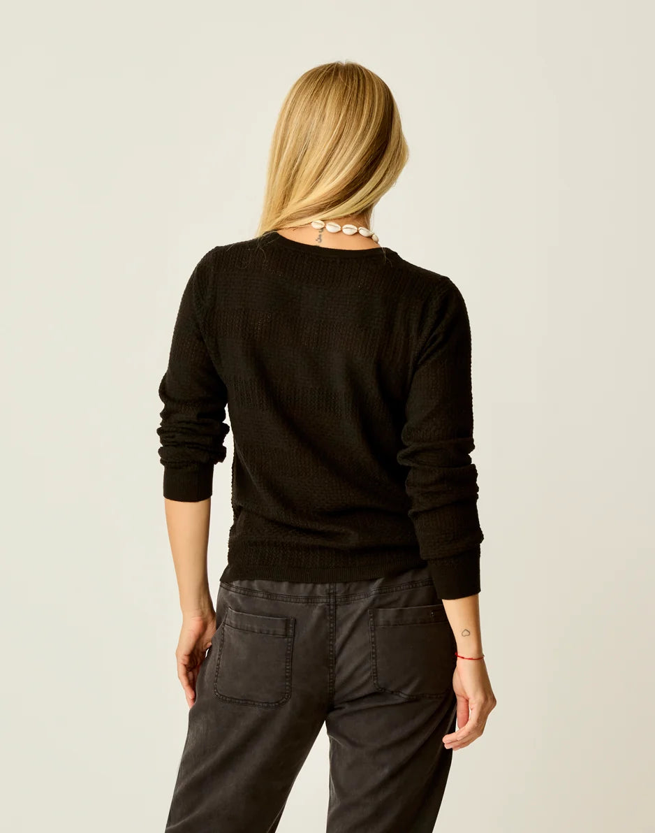 Amara Pointelle Sweater: Black