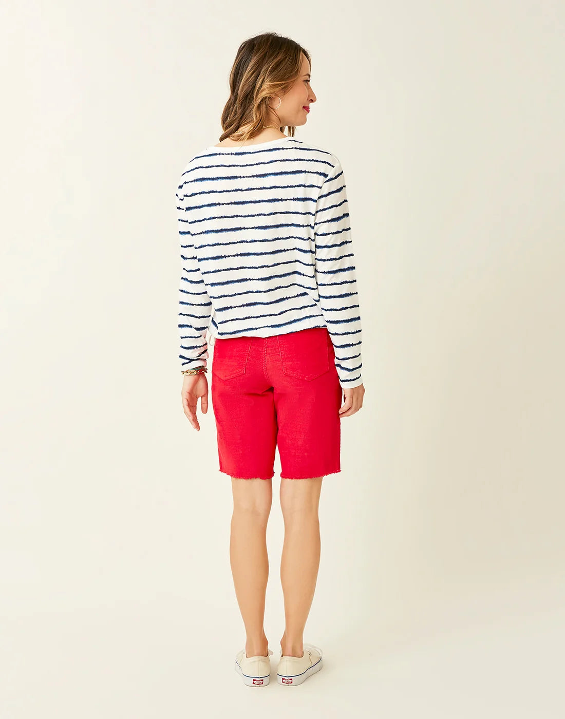 Lorena Top: Navy Tie Dye Stripe - FINAL SALE