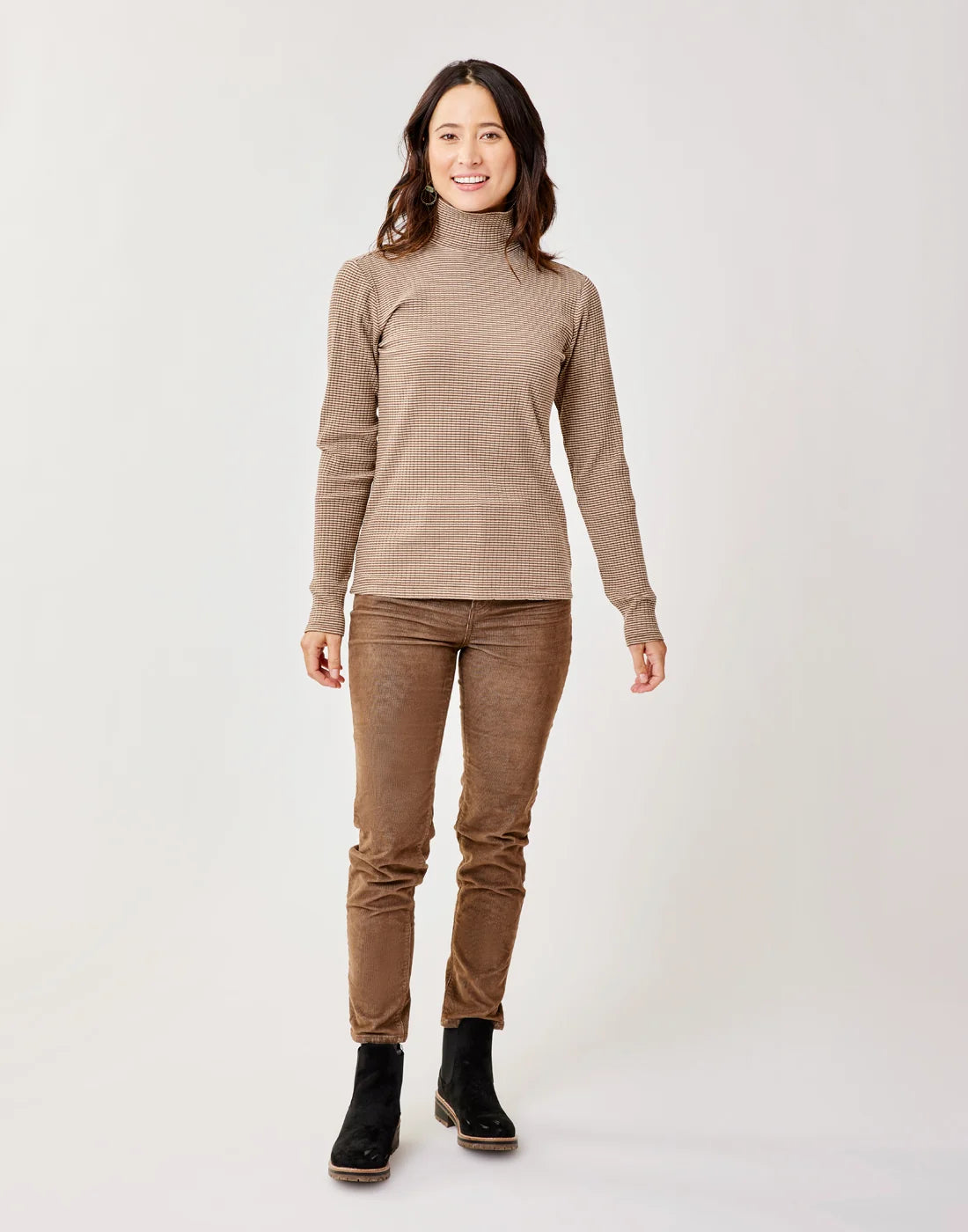 Denise Turtleneck: Dk. Brown Stripe