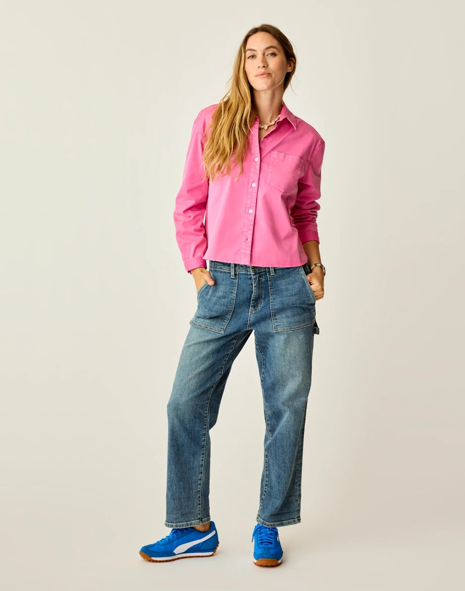 Claire Twill Shirt: Hot Pink - FINAL SALE