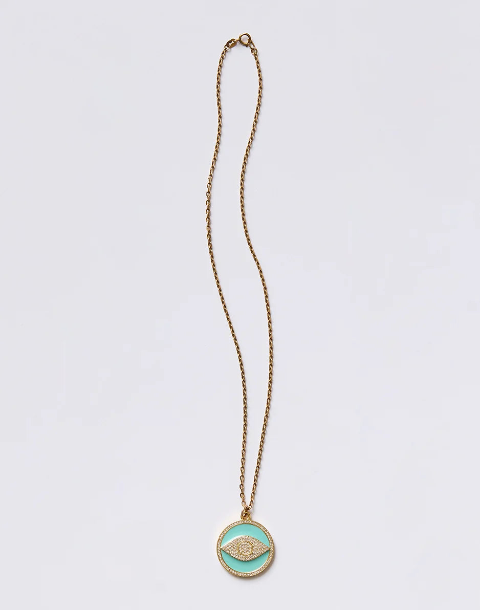 Enamel Eye Necklace: Tiffany Blue