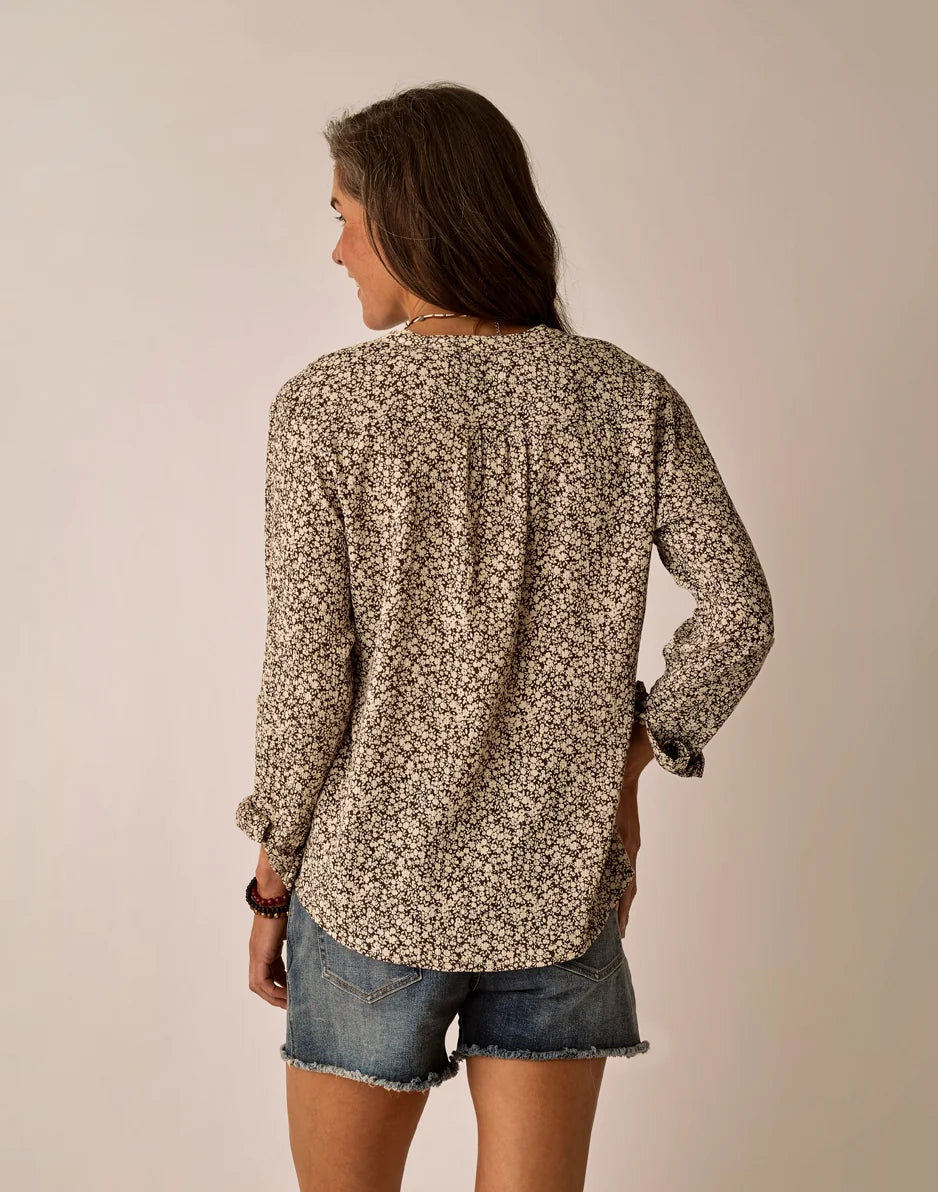 Dylan Gauze Shirt: Coffee Ditsey