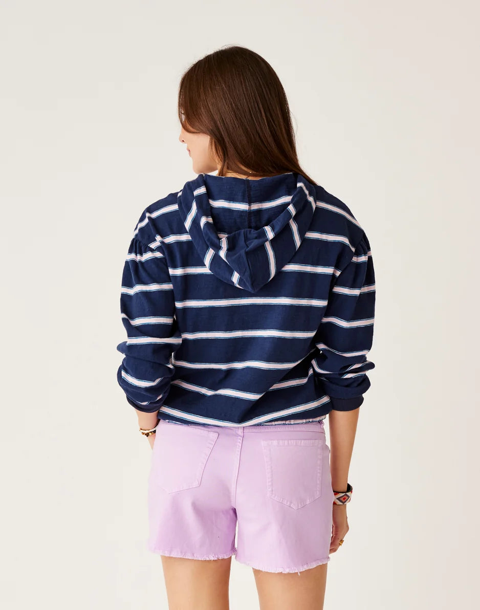 Birdie Slub Hoodie: Navy Rugby Stripe - FINAL SALE