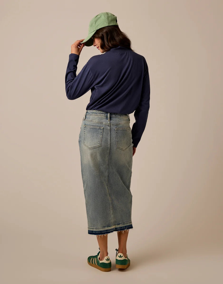 Bray Mockneck Top: Navy