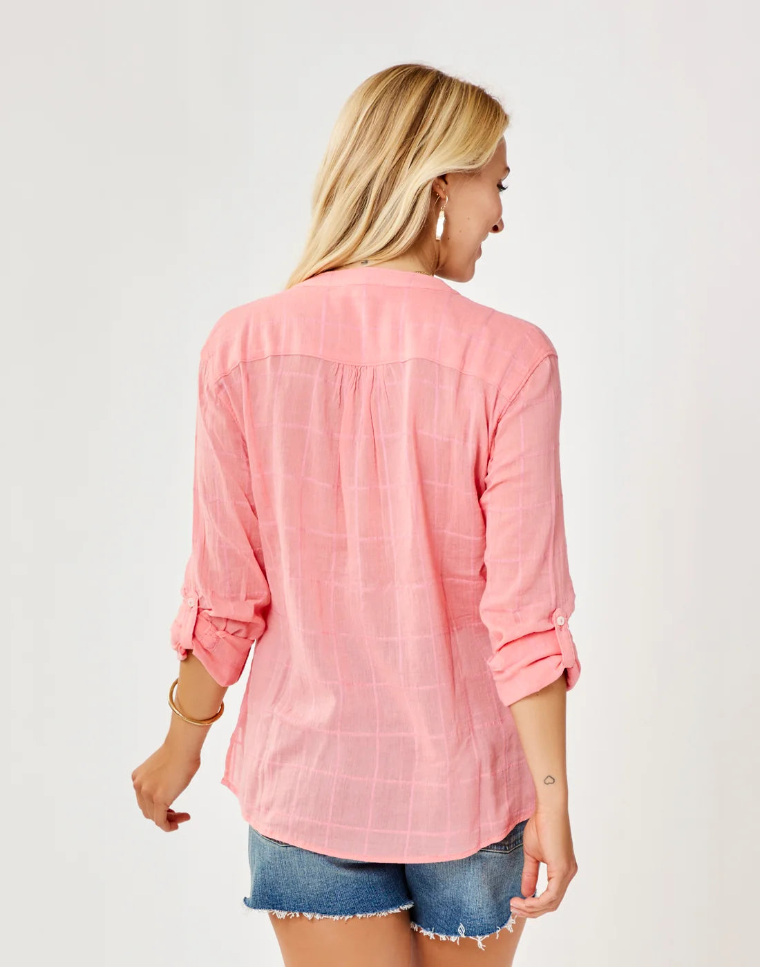 Dylan Textured Shirt: Grapefruit - FINAL SALE