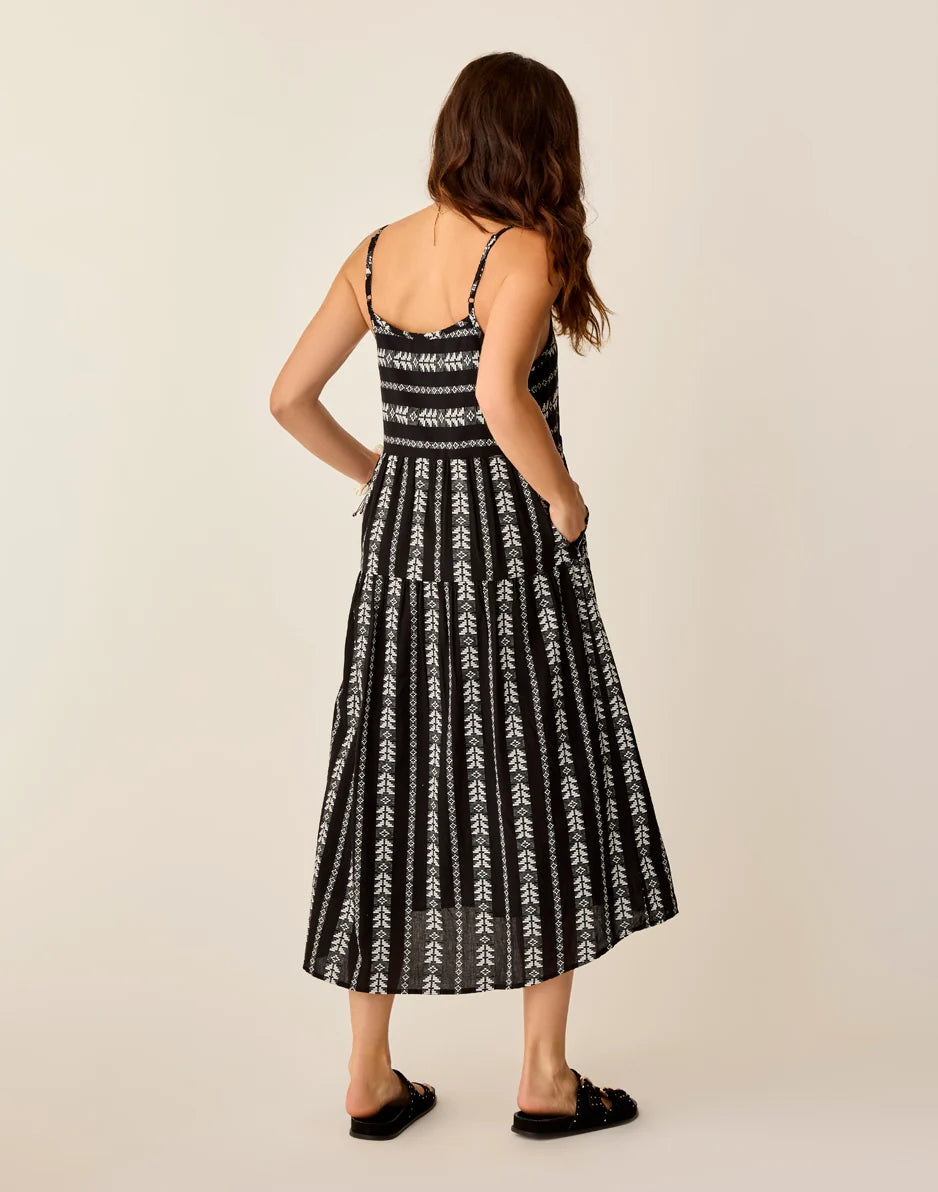 Jacey Textured Dress: Black Embroidered - FINAL SALE