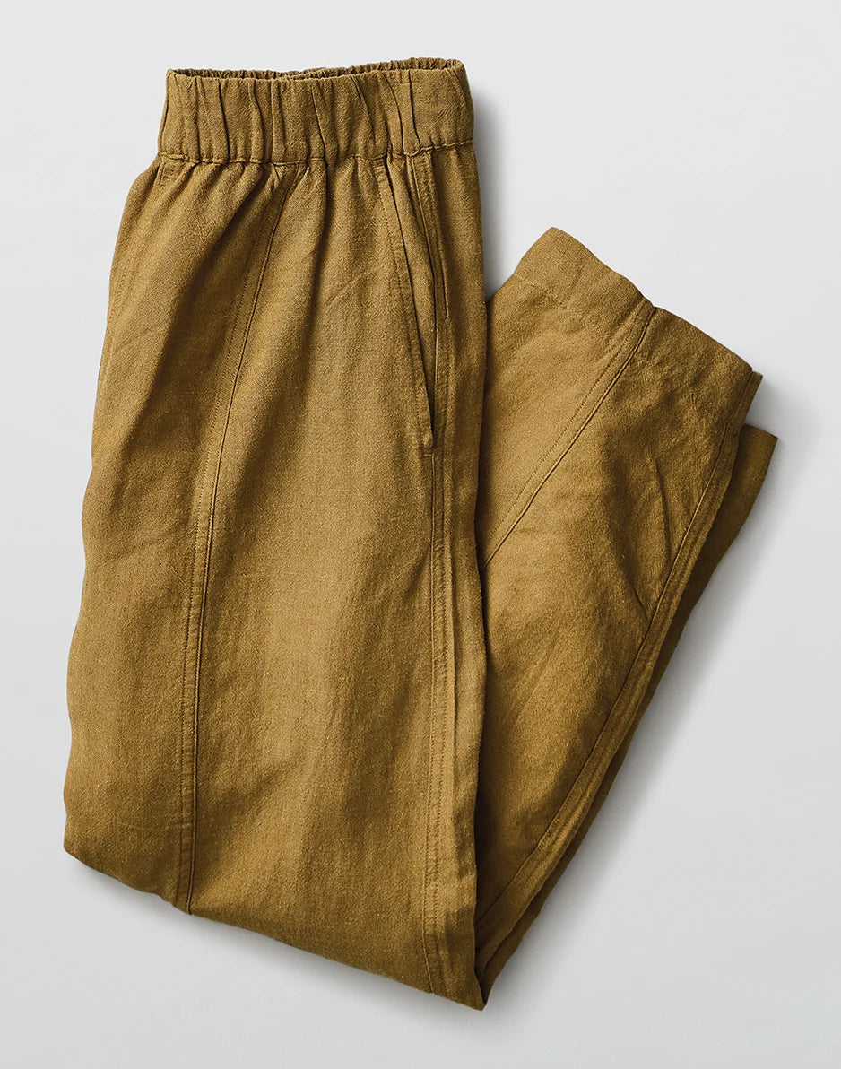 Freya Linen Pant: Golden Chambray