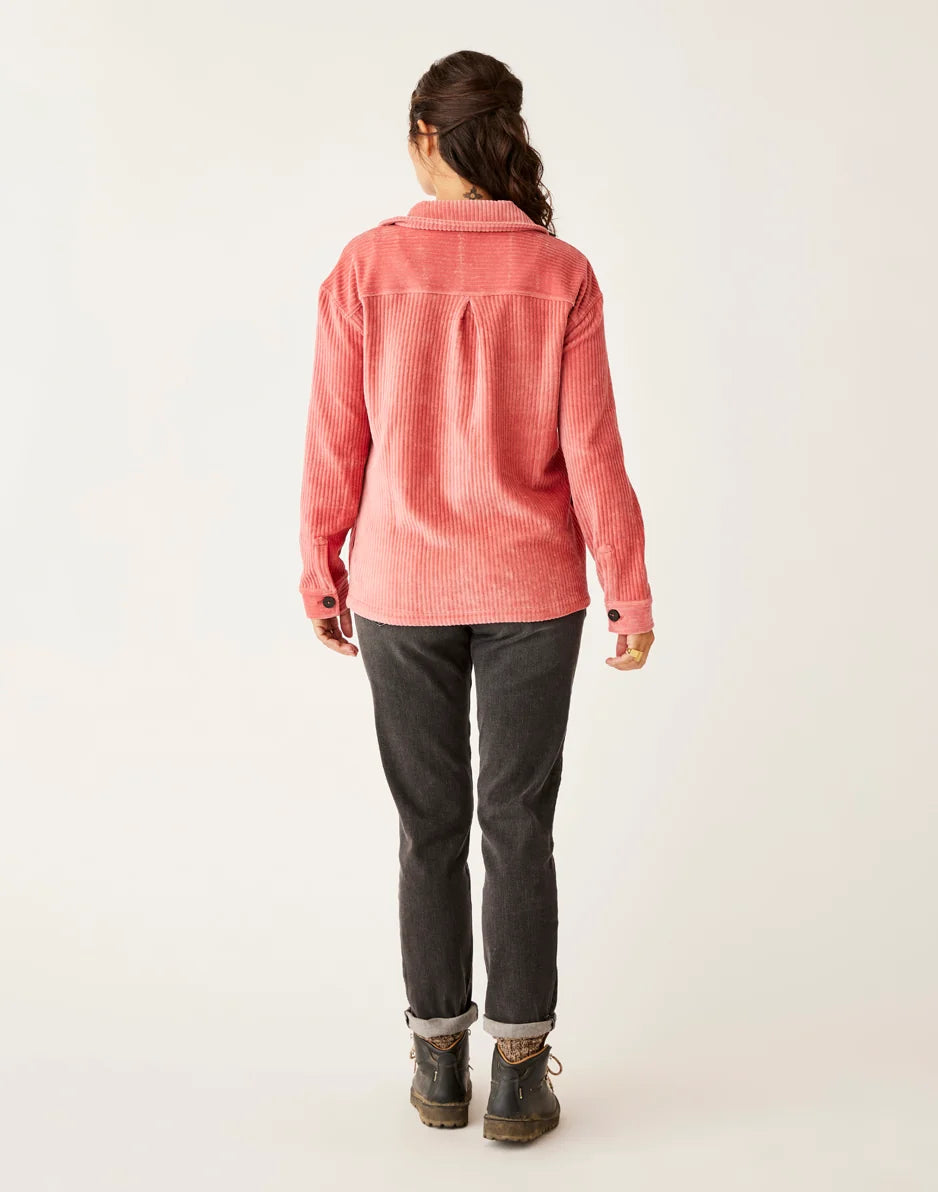 Hudson Stretch Cord Shacket: Henna - FINAL SALE