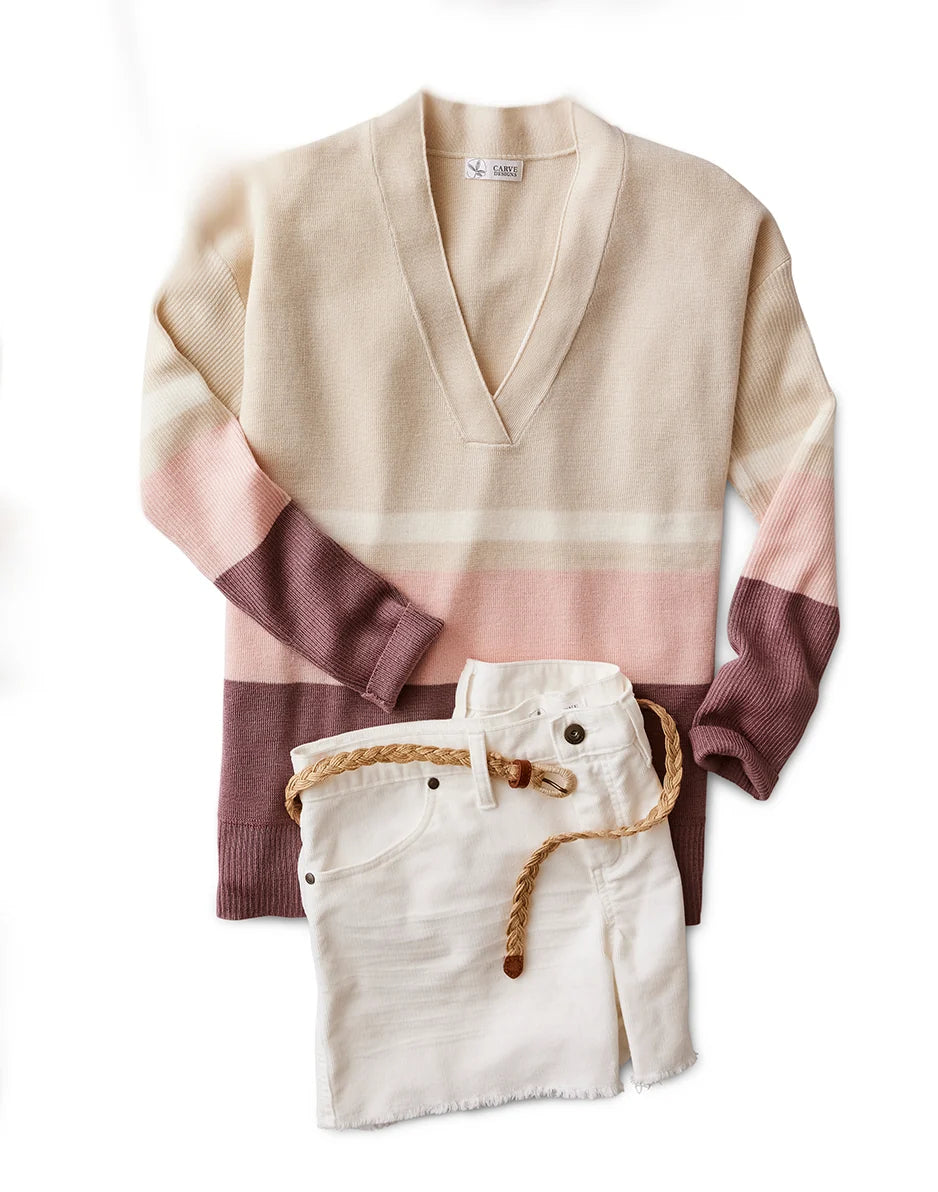Aurora Sweater: Birch Colorblock