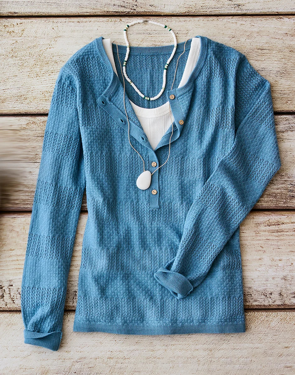 Amara Pointelle Sweater: Storm - FINAL SALE