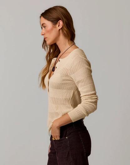 Amara Pointelle Sweater: Birch