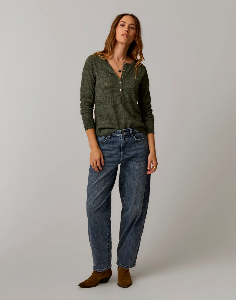 Amara Pointelle Sweater: Hazel Heather