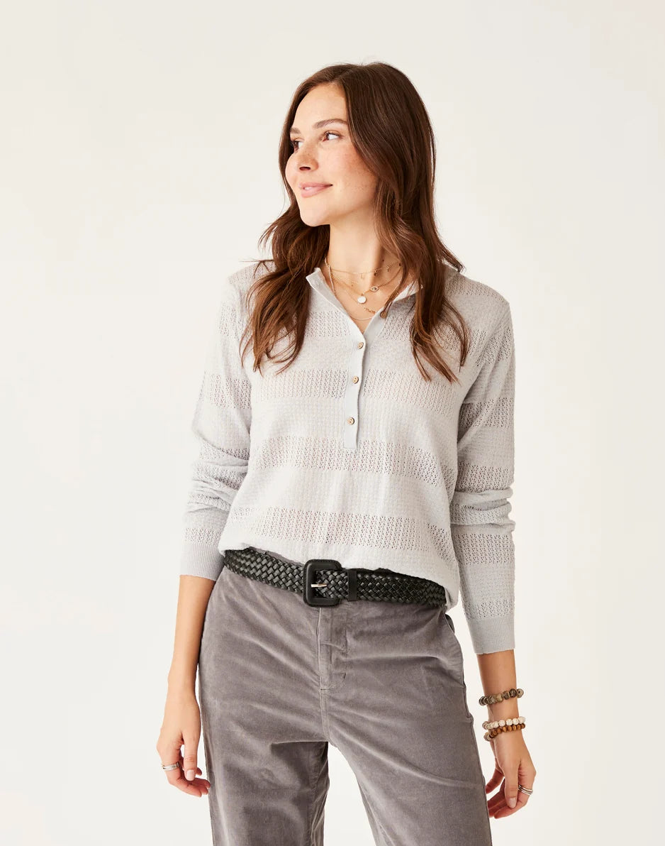 Amara Pointelle Sweater: Lt. Grey Heather - FINAL SALE
