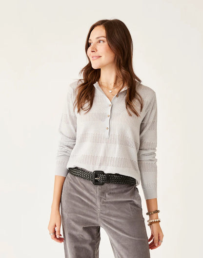 Amara Pointelle Sweater: Lt. Grey Heather - FINAL SALE