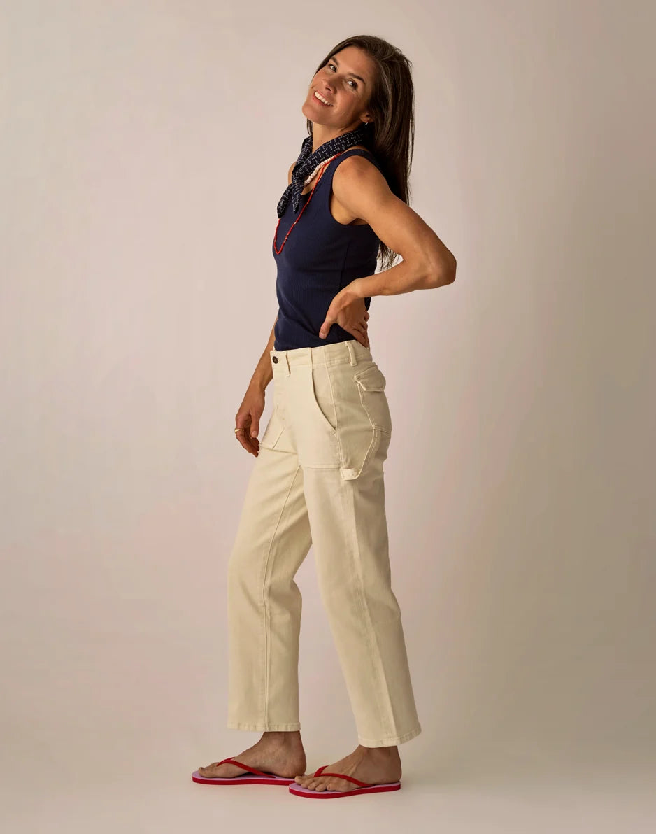 Corey Denim Pant: Ecru