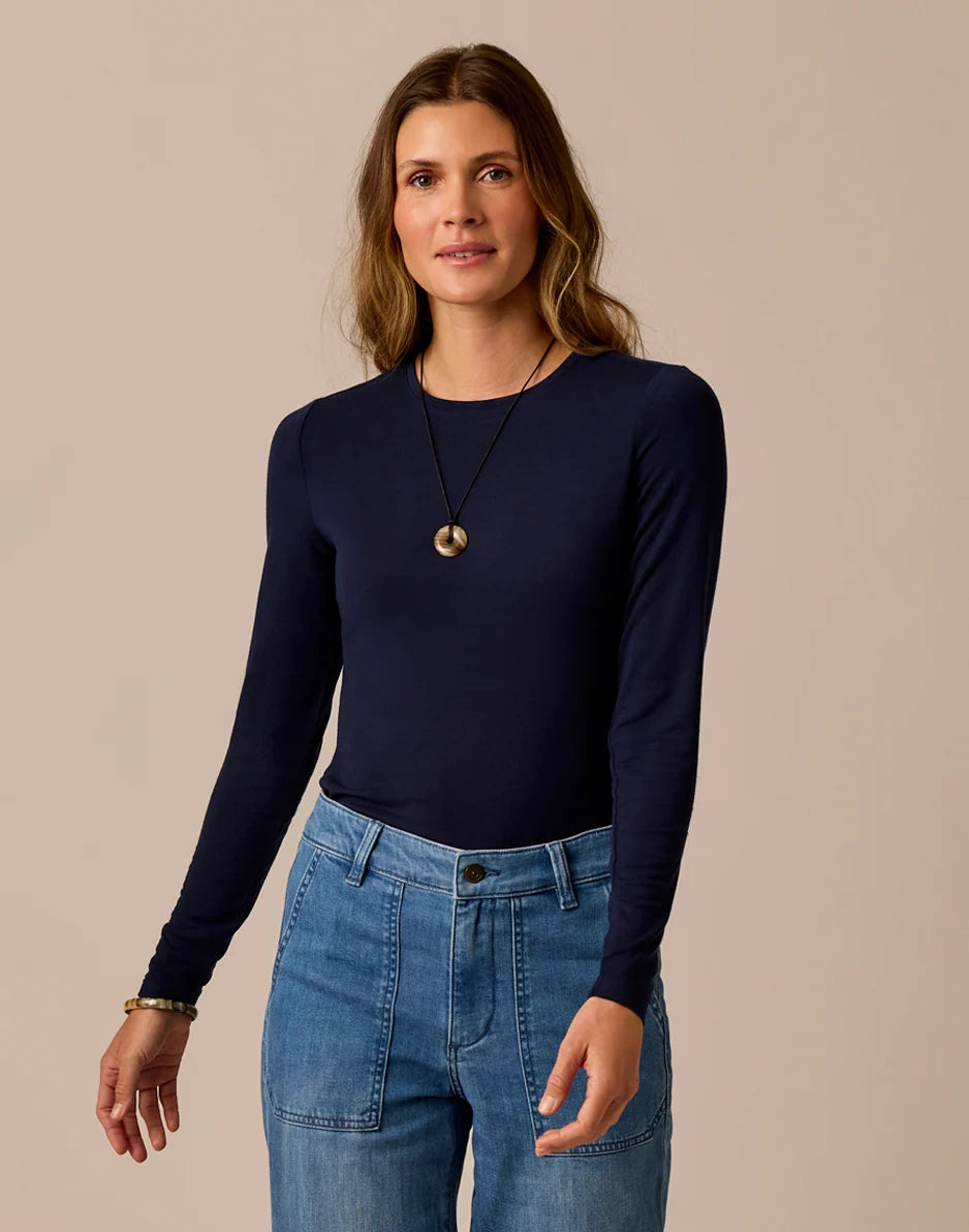 Lea Tissue Crewneck: Navy