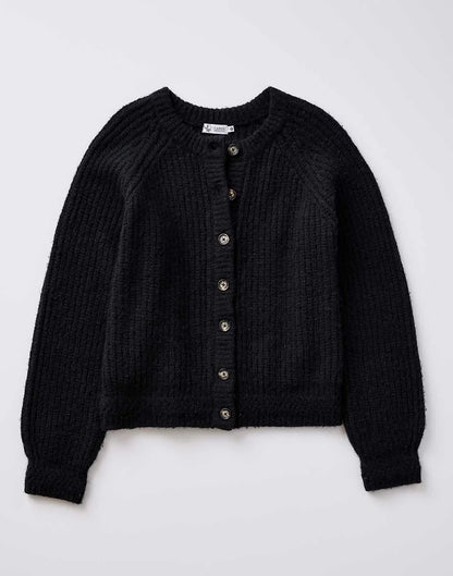 Daphne Wool Cardigan: Black