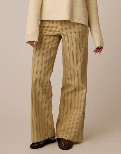Audrey Wide Leg: Rose Taupe Stripe