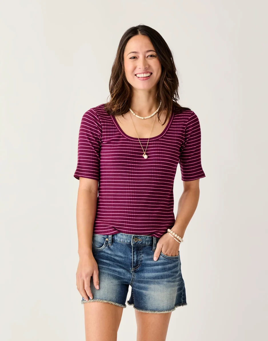 Asher Rib Top: Nirvana Stripe - FINAL SALE