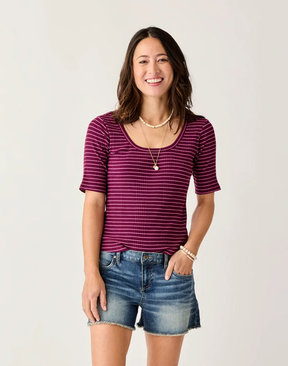 Asher Rib Top: Nirvana Stripe - FINAL SALE