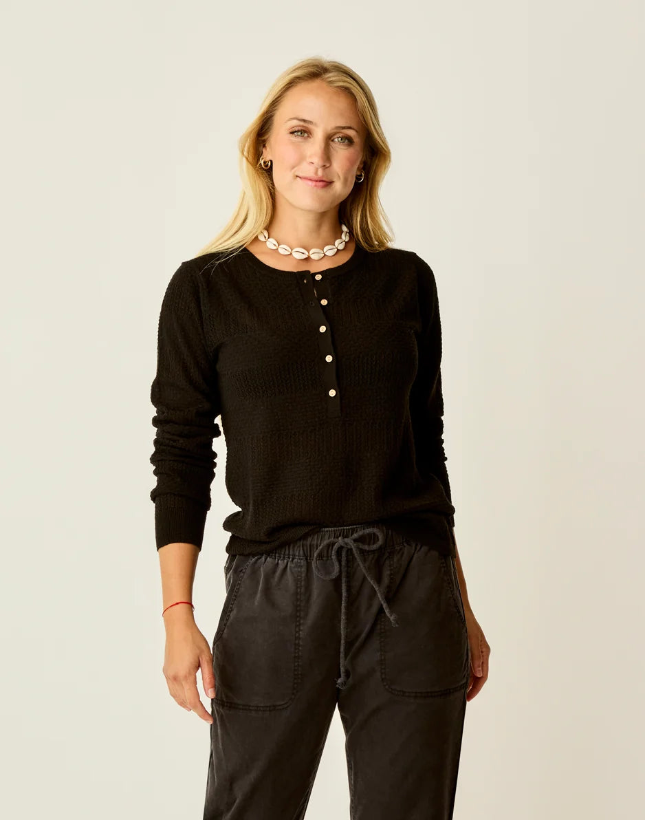 Amara Pointelle Sweater: Black