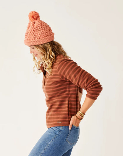 Clara Fleece Pullover: Chocolate Even Stripe - FINAL SALE