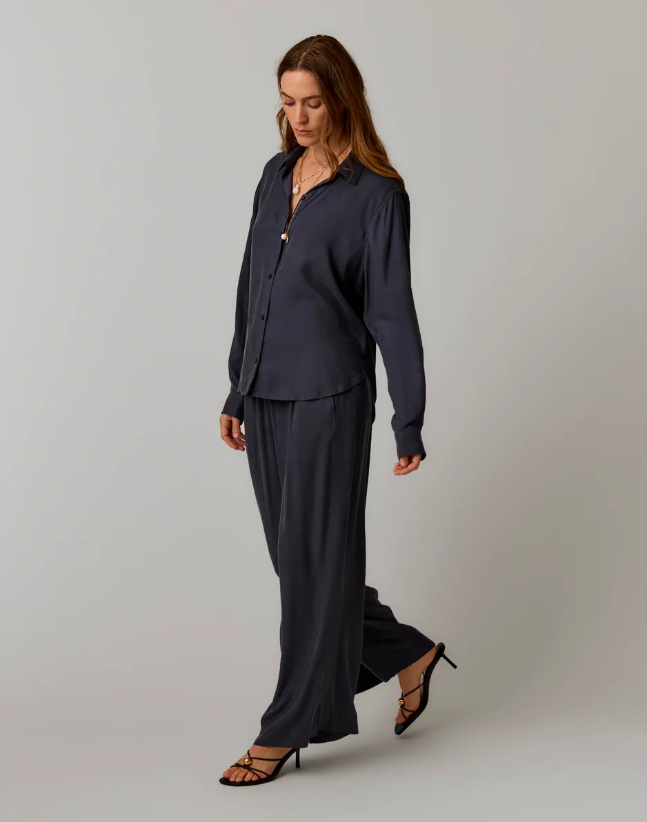Angela Kindsilk Top: Washed Charcoal Blue