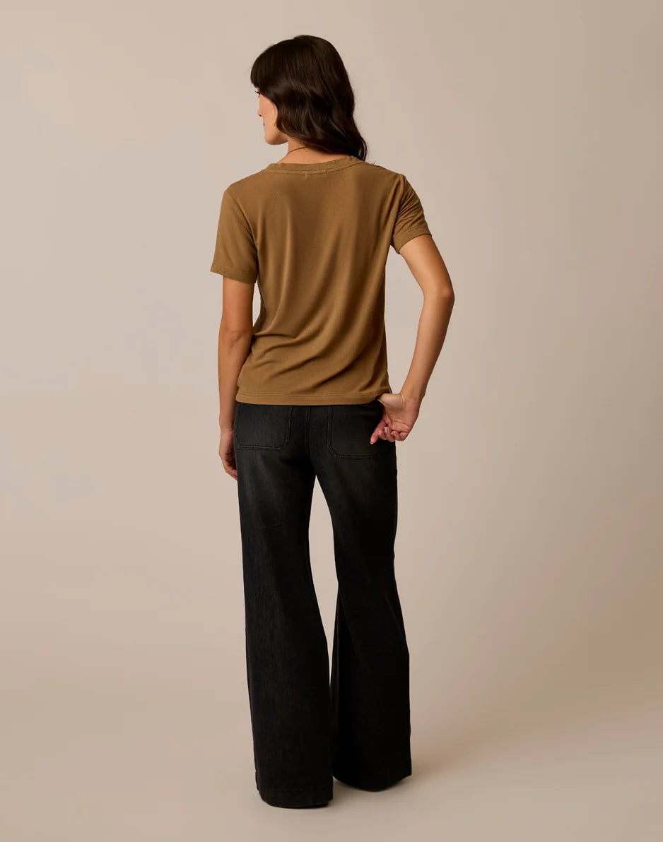 Farrah Lightweight Denim Wide Leg: Washed Black