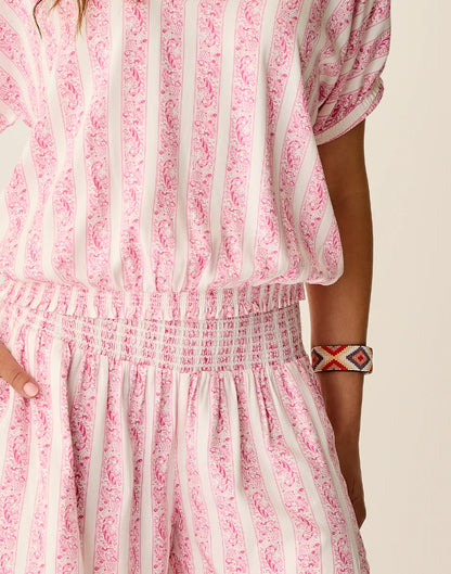 Celeste Top: Pink Paisley - FINAL SALE