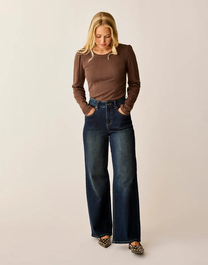 Audrey Wide Leg: Dark Rinse