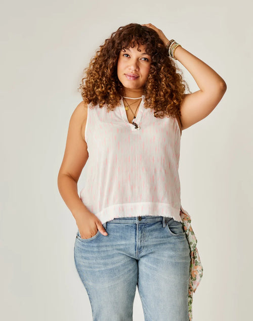 Dylan Tank: Electric Coral Ikat - FINAL SALE