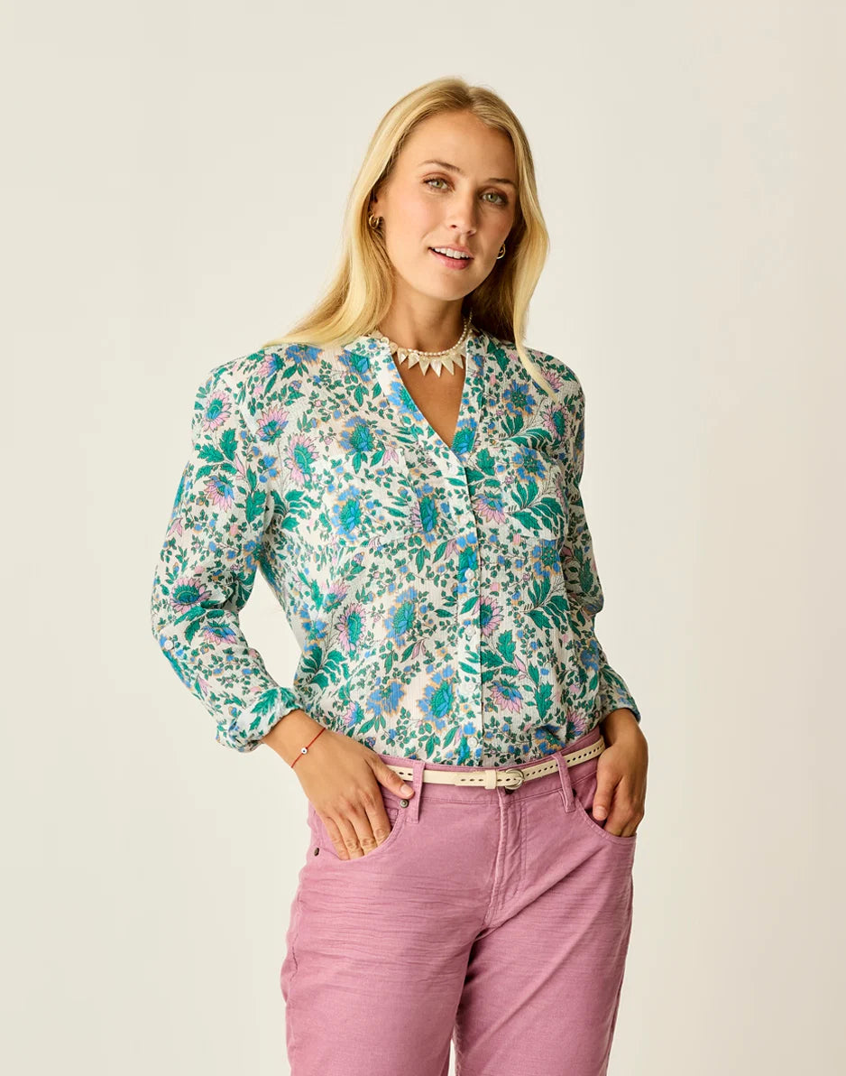Dylan Gauze Tunic: Cloud Multifloral