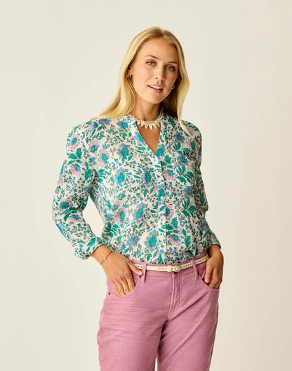 Dylan Gauze Tunic: Cloud Multifloral