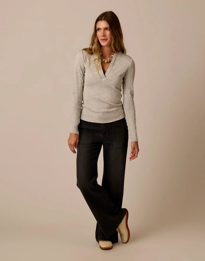 Farrah Lightweight Denim Wide Leg: Washed Black