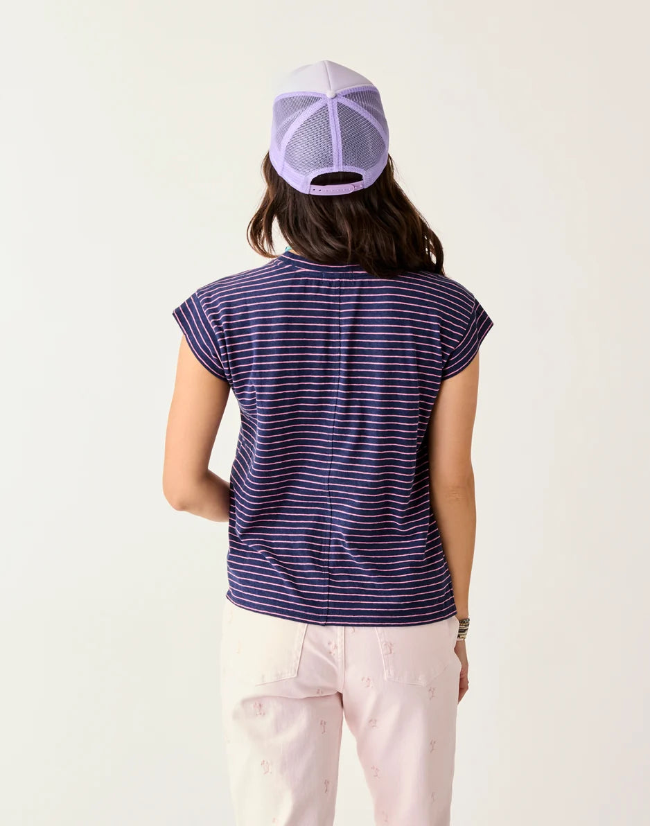 Astrid Hemp Tee: Navy Stripe - FINAL SALE