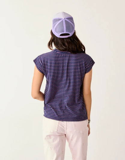 Astrid Hemp Tee: Navy Stripe - FINAL SALE