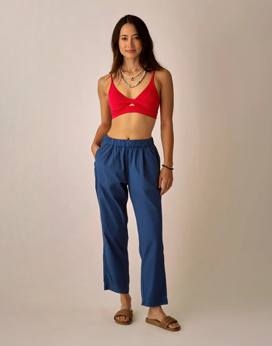 Ada Poplin Pant: Vintage Blue
