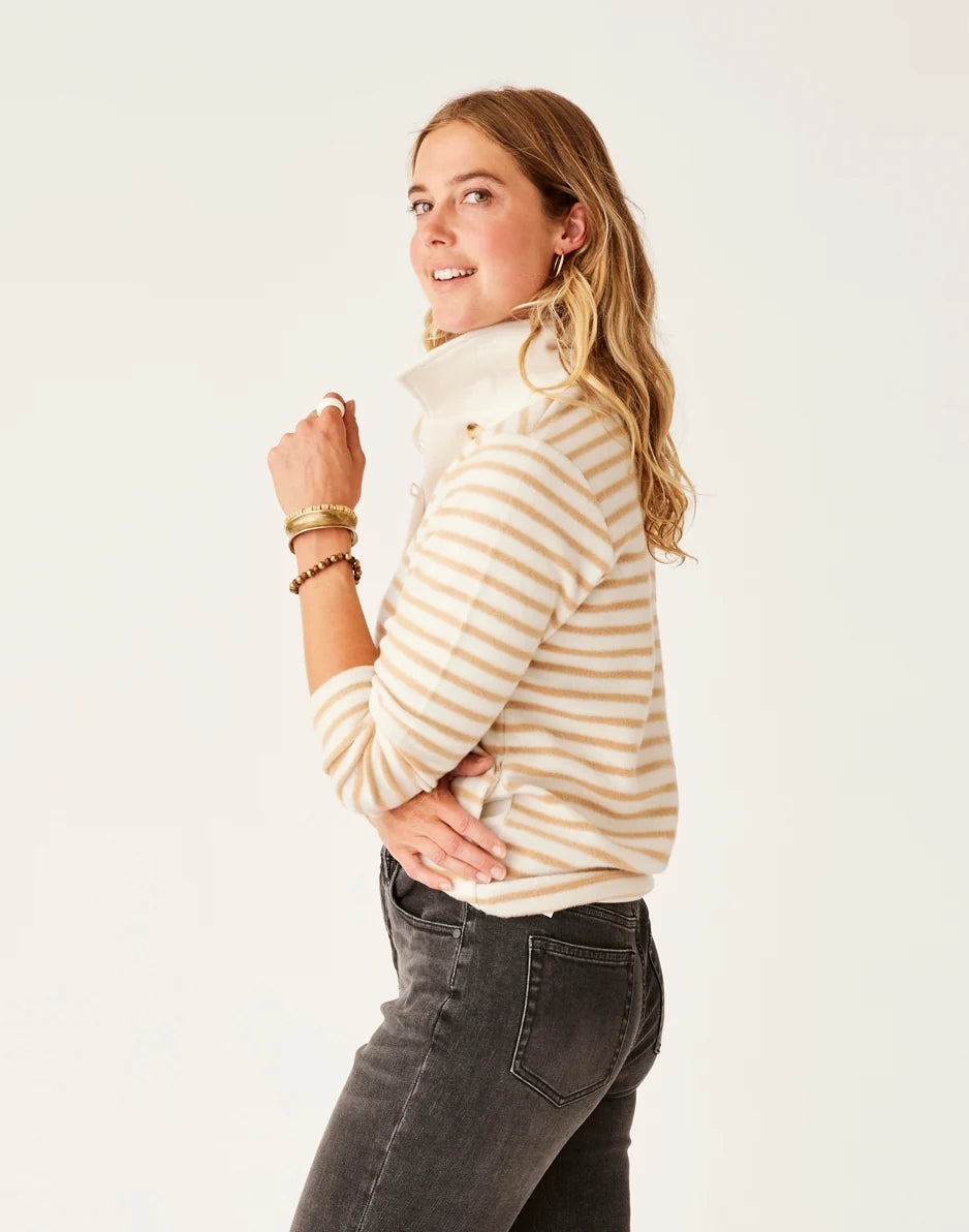 Clara Fleece Pullover: Birch Even Stripe - FINAL SALE