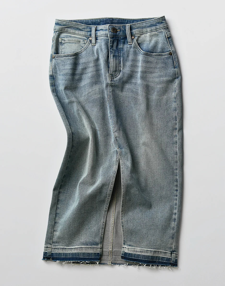 Atlas Denim Skirt: Beach Blue