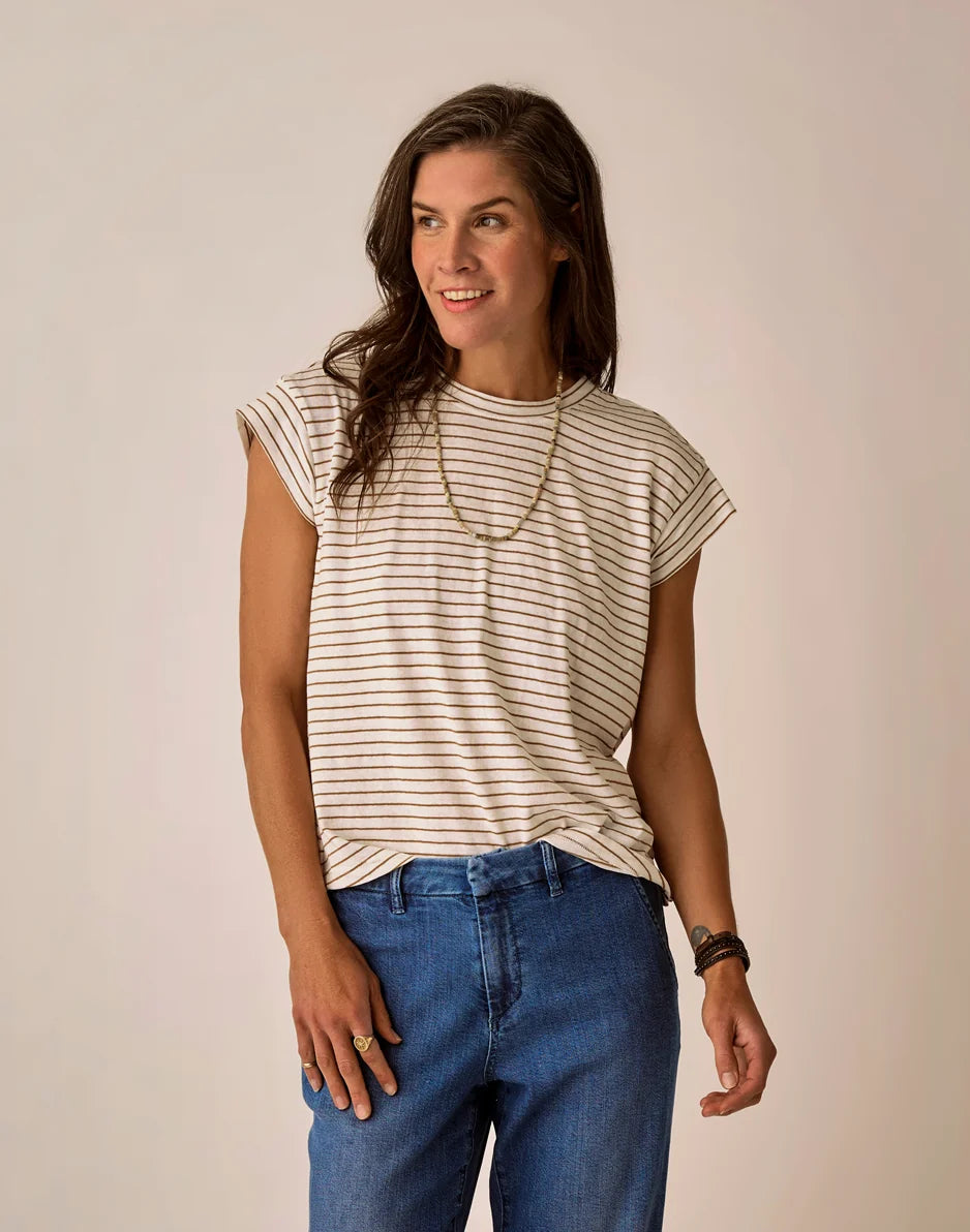 Astrid Hemp Tee: Golden Stripe