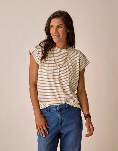 Astrid Hemp Tee: Golden Stripe