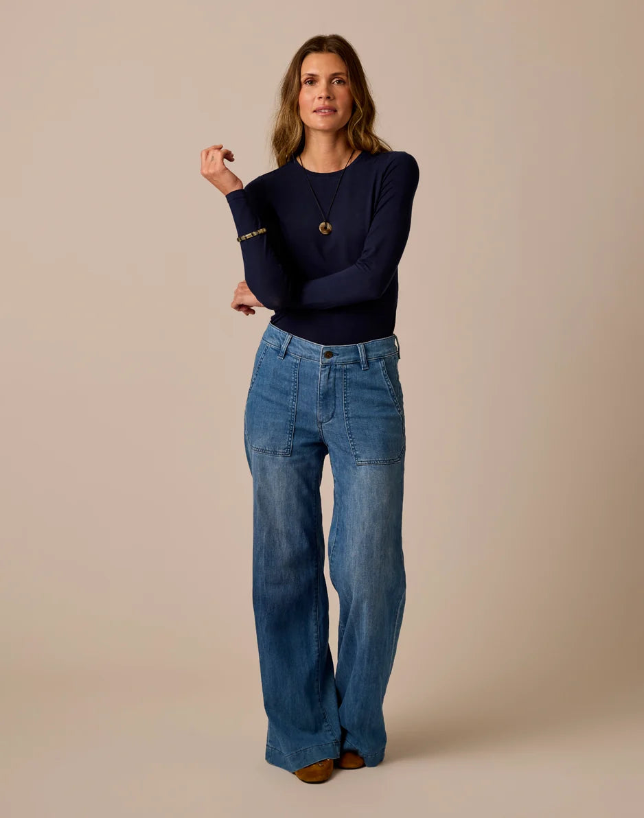 Farrah Lightweight Denim Wide Leg: Magnolia