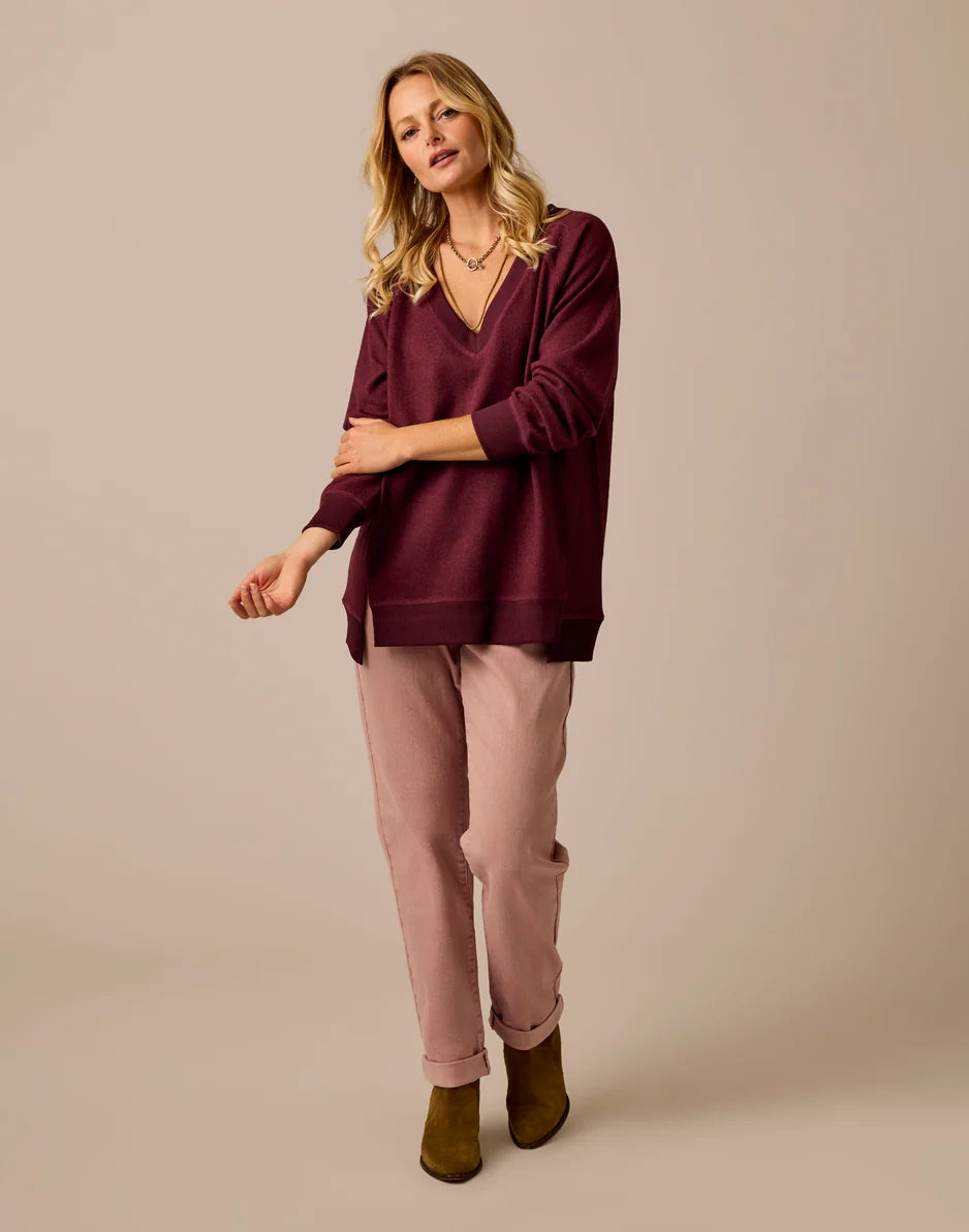 Alena Supersoft Top: Sangria Heather